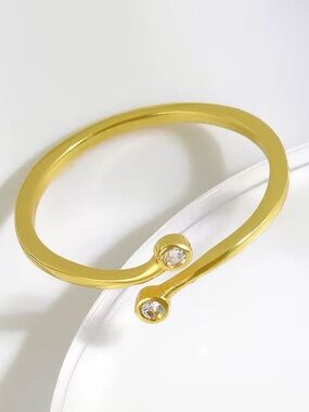 Delicate Open Wrap Cuff Ring | Two Bezel Set Round Stones